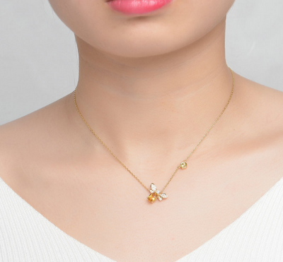 Collar de Abeja con Incrustación de Citrino y Peridoto Natural - Image 2