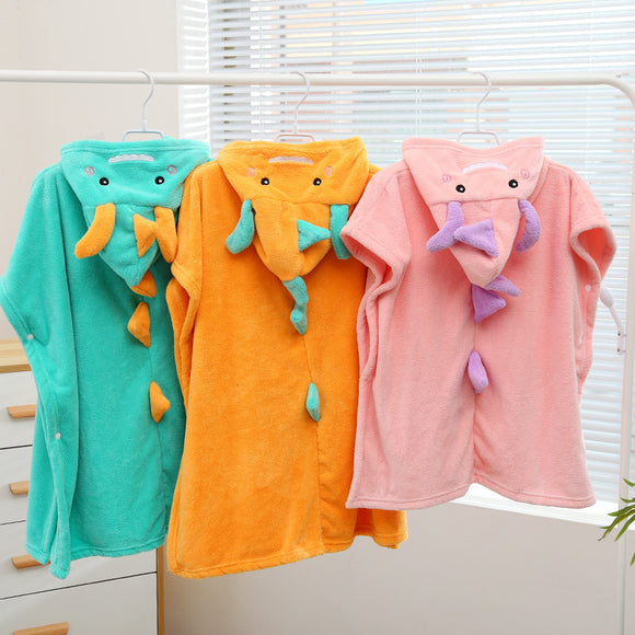 Bata de Baño Infantil Absorbente con Capucha Diseño Dinosaurio