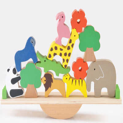 Tabla de Equilibrio con Animales del Bosque en Madera