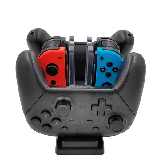 Black charging station for Nintendo Switch, capable of charging 4 Joy-Cons and 2 Pro controllers simultaneously. - Image 4