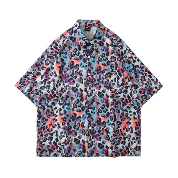 Camisa Floral Manga Corta Hombre Oversize Hip Hop Street