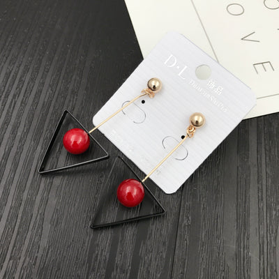 Aretes Coreanos Asimétricos con Flor de Perla y Moño - Image 26