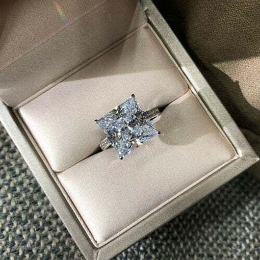 Anillo Cuadrado de Plata Esterlina con Zirconia Cúbica Clásico - Image 12