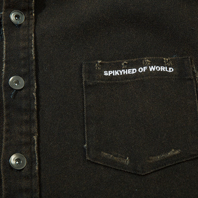 Camisa Denim Desgastado con Estampado Cruzado para Hombre - Image 4