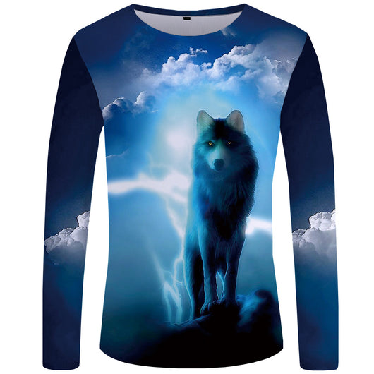 Camiseta Manga Larga Serie Lobo Impresión 3D para Hombre - Image 10