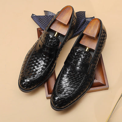 Zapatos de Cuero Tejido para Hombre - Estilo Ejecutivo Casual - Image 13