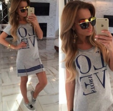 Vestido Camisero Largo con Cremallera y Estampado 'LOVE' - Image 12