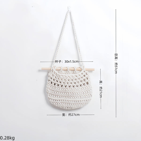 Bolsa de Red Tejida de Algodón - Decoración Mural Rústica para Dormitorio - Image 5