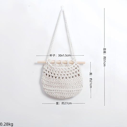 Bolsa de Red Tejida de Algodón - Decoración Mural Rústica para Dormitorio - Image 5
