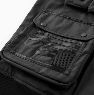 Chaqueta Cargo Tipo Béisbol Americana con Múltiples Bolsillos para Hombre Negro - Image 4