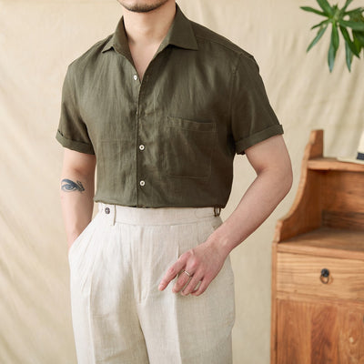 Camisa de Lino Manga Corta Suelta para Verano - Image 4