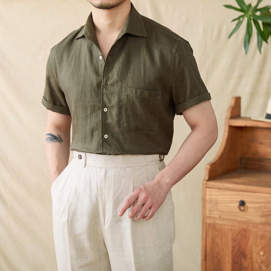 Camisa de Lino Manga Corta Suelta para Verano - Image 4