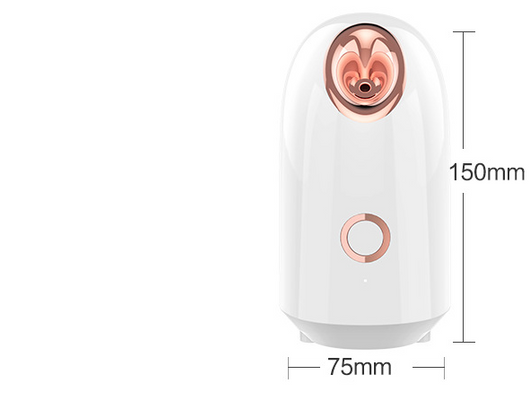 White and rose gold steam facial sprayer emitting warm mist, shown on a light wooden table. - Image 5