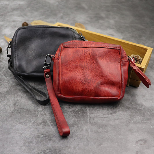 Bolso Portátil de Cuero Teñido Artesanal - Cartera Multifuncional para Mujer
