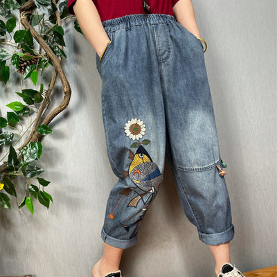 Jeans Vintage con Bordado Artístico para Mujer - Image 5