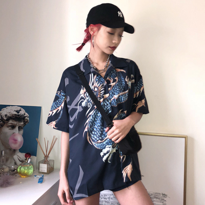 Camiseta Vintage Dragón Harajuku Unisex - Estilo Street BF Oversize - Image 5