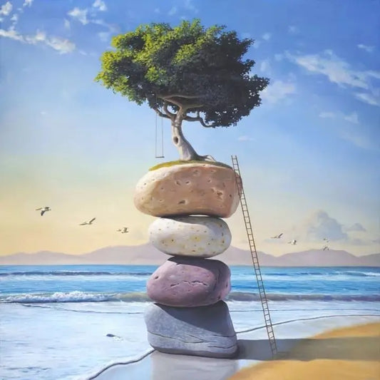 Cuadro Pintura Digital Montaña Moderna - Decoración Hogar Contemporáneo
