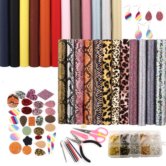 Set para Hacer Aretes DIY de Piel Sintética Doble Cara