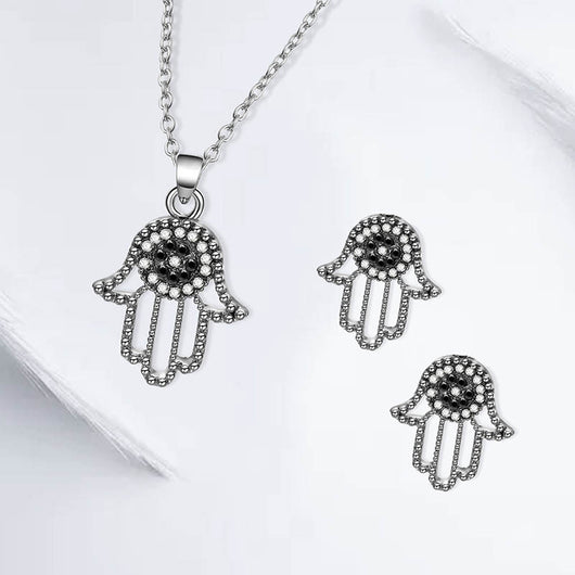 Conjunto de Collar y Aretes de Aleación Retro con Circonitas - Image 5