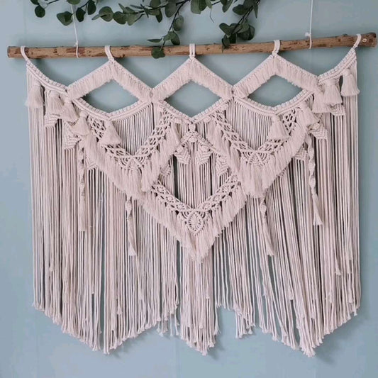 Tapiz Bohemio Tejido a Mano con Borlas - Decoración Nórdica Grande para Pared