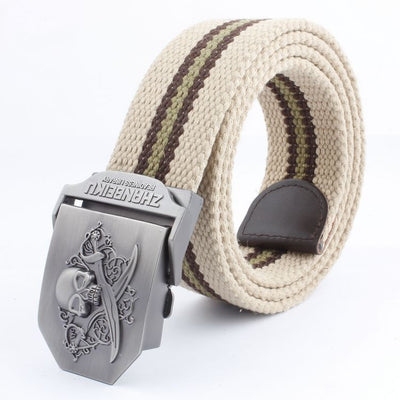 Cinturón Canvas con Hebilla Doble Calavera - Estilo Casual Versátil - Image 20
