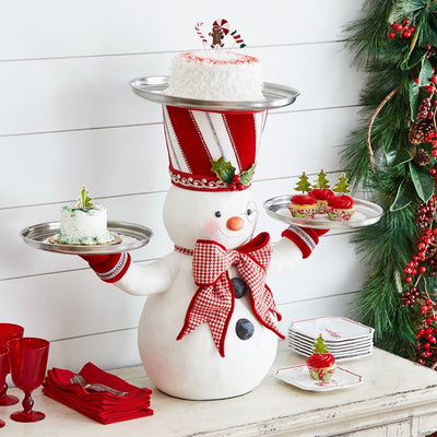Soporte Decorativo Navideño Muñeco de Nieve para Aperitivos
