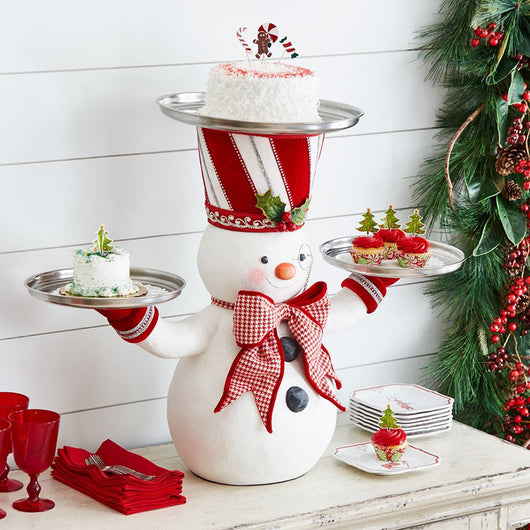 Soporte Decorativo Navideño Muñeco de Nieve para Aperitivos