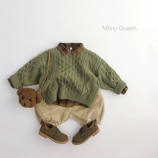 Suéter Infantil Retro con Patrón de Trenza Tejido - Image 31