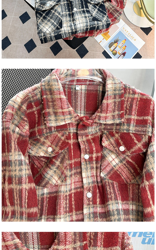 Chaqueta Camisa de Lana a Cuadros con Botones para Hombre - Image 11