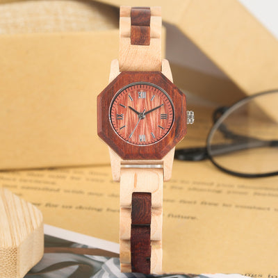 Reloj de Madera para Mujer con Bisel Octagonal y Diamantes - Image 6