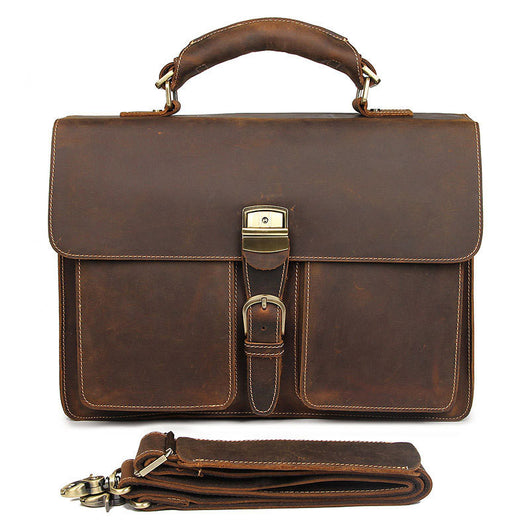 Maletín Ejecutivo de Cuero Vintage Crazy Horse para Hombre - Image 9