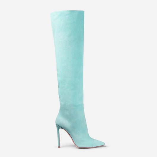 Botas Stiletto Sobre la Rodilla en Gamuza Amarillo y Azul - Tallas Grandes Mujer - Image 16