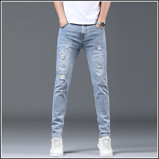 Pantalones Slim Fit Rotos Casuales para Hombre - Image 3