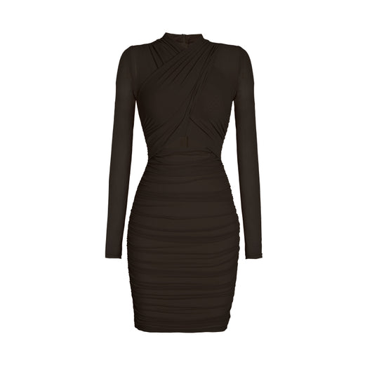 Vestido Largo Plisado Cintura Alta con Mangas Largas - Image 3