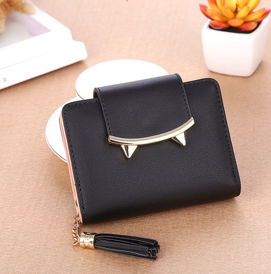 Billetera Compacta para Mujer con Diseño de Orejas de Gato, Cuero Genuino y Borlas - Image 13