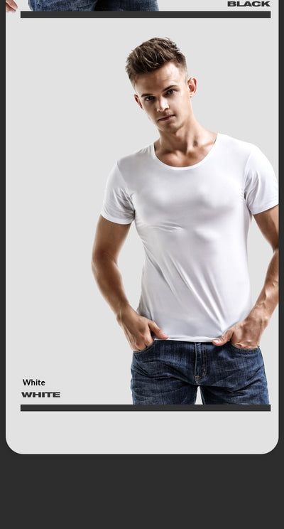 Playera Blanca Hombre Ice Silk Sin Costuras - Manga Corta Verano - Image 16