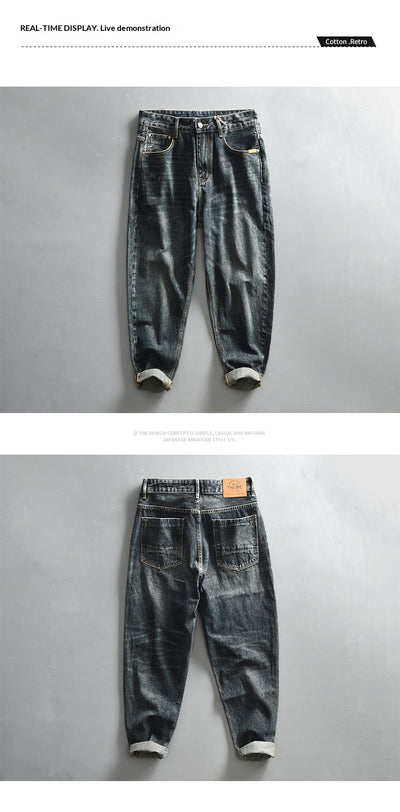 Pantalones Denim Azul Retro Efecto Desgastado para Hombre - Image 9