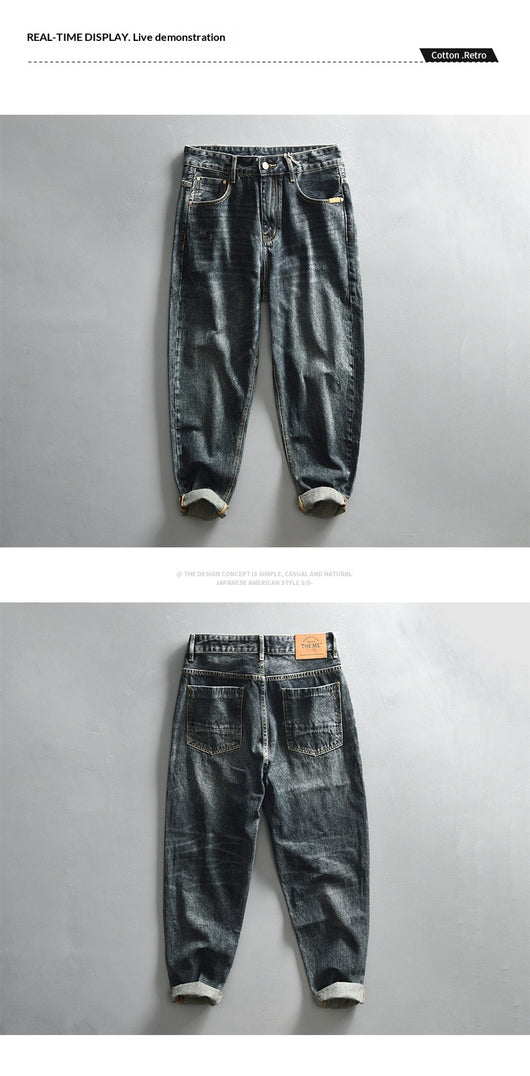 Pantalones Denim Azul Retro Efecto Desgastado para Hombre - Image 9