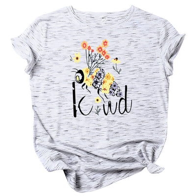 Camiseta Estampado Abejas y Flores Cuello Redondo Manga Corta - Image 11
