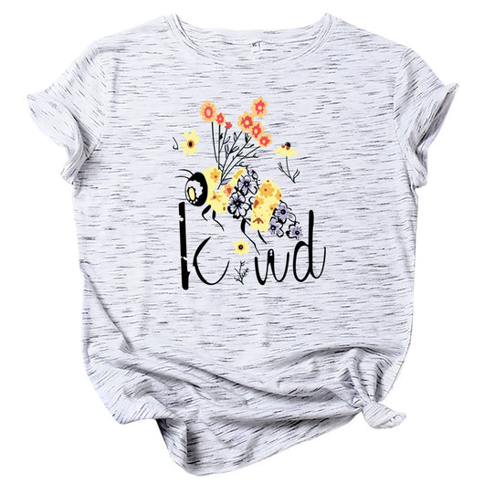 Camiseta Estampado Abejas y Flores Cuello Redondo Manga Corta - Image 11