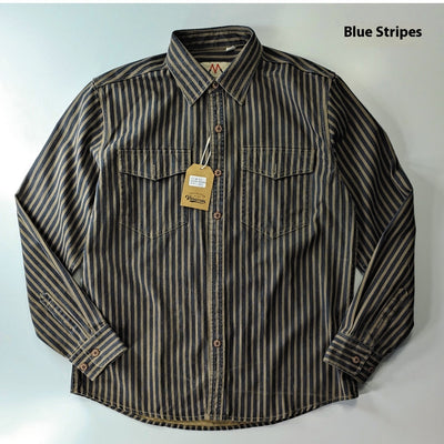 Camisa Casual de Algodón Vintage con Lavado Pesado para Hombre - Image 19