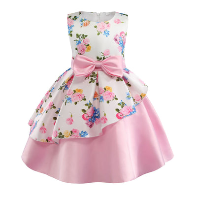 Vestido Infantil con Estampado Irregular y Lazo Festivo - Image 30