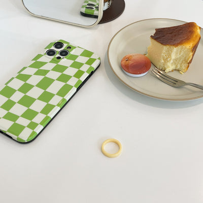 Funda Silicona para Teléfono Cuadrícula Naranja Verde Minimalista - Image 4
