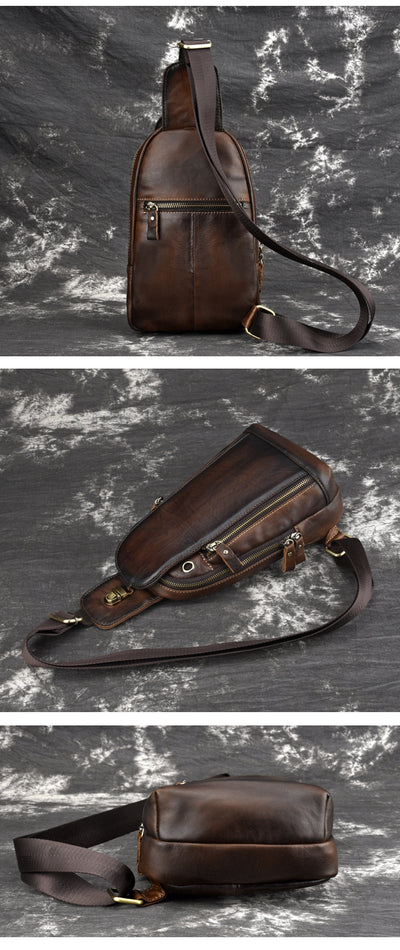 Bolsa Bandolera de Cuero para Hombre - Mochila Pecho Casual - Image 6