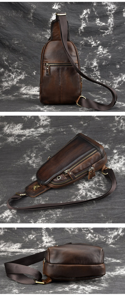 Bolsa Bandolera de Cuero para Hombre - Mochila Pecho Casual - Image 6