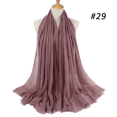Pañuelo de Algodón y Lino Arrugado Monocromático - Image 35