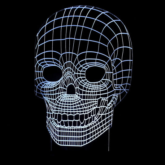 Lámpara 3D LED Calavera Halloween con Ilusión Holográfica - Luz Nocturna Multicolor - Image 2