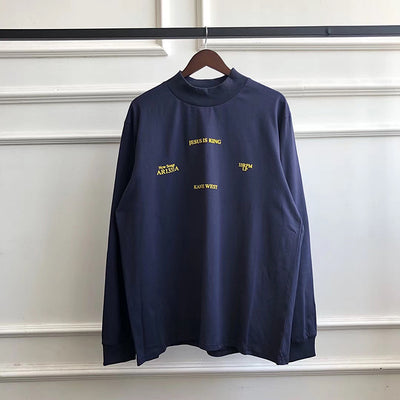 Camiseta Básica de Algodón con Cuello Redondo y Manga Larga
