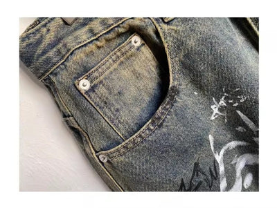 Pantalones Holgados de Corte Recto con Diseño de Patchwork para Hombre - Image 10