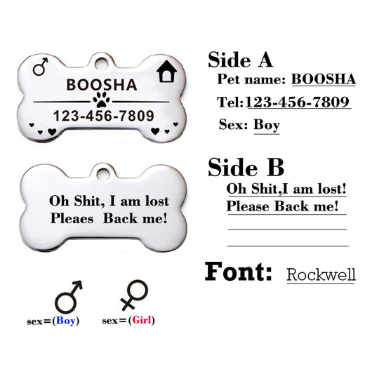 Placa de Identificación para Perro en Acero Inoxidable Personalizada - Image 4